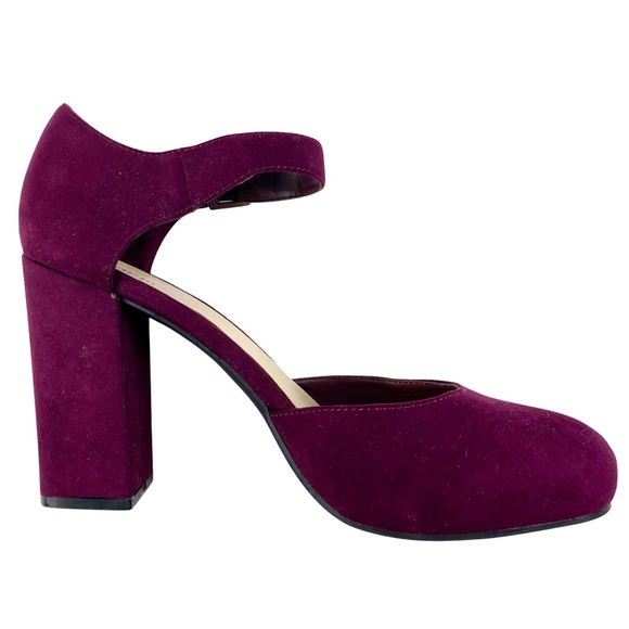 Hidden Platform Heels with Ankle Straps, Burgundy Ultra Suede, Bar III - Picture 3 of 16